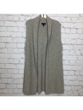Charter Club 100% Cashmere Gray Open Front Sweater Vest Size L